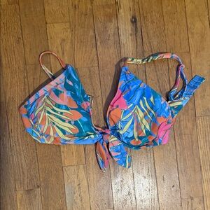 Kona Sol Blue and Pink Bikini Top